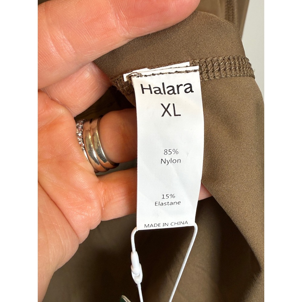 NWT Halara Softlyzero XL Full Zip Jacket Ruffle Hem Thumbhole Brown Tan Slimming - Picture 10 of 11